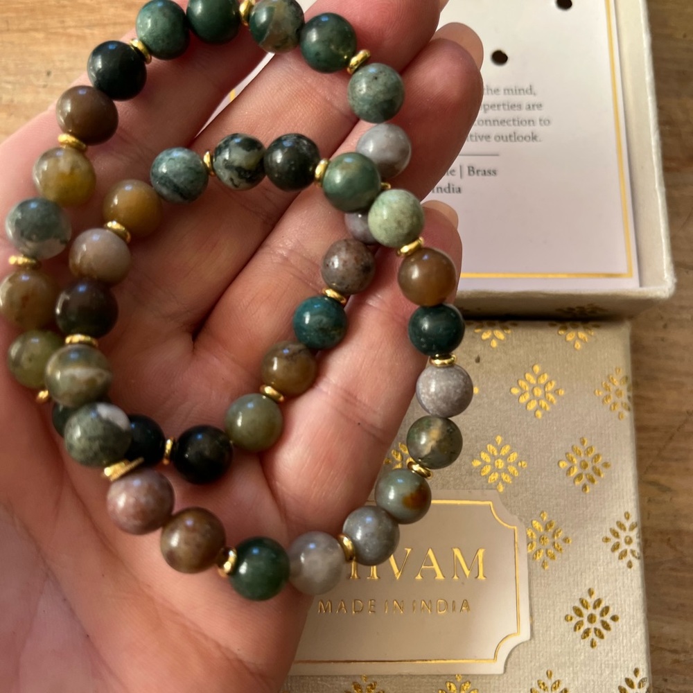Elegant Green and Gold Beaded Bracelet